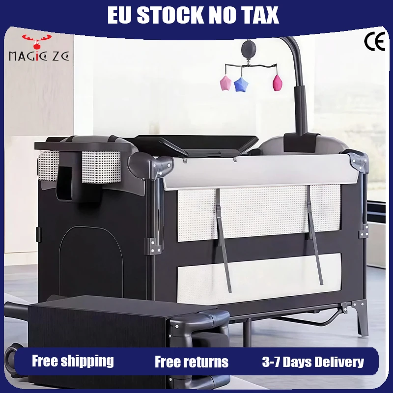 Multifunctional Baby Crib 3-in-1 Diaper Table playen Bedside Crib Newborn Baby Play Sleep Soothing Baby Crib New Model Baby Bed