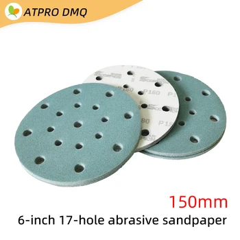 6-Inch 17-Hole Dry Sanding Garnet Sandpaper Discs – P80–P400 Abrasive Hook & Loop Sander Pads for Wood & Metal Finishing 1