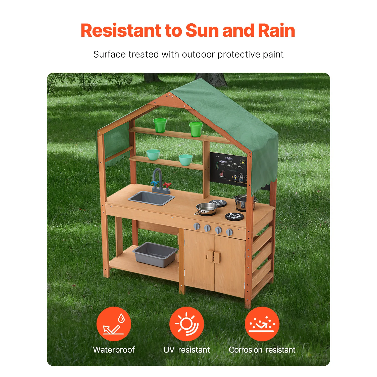 Outdoor Kids Mud Kitchen Playset with Stove and Faucet