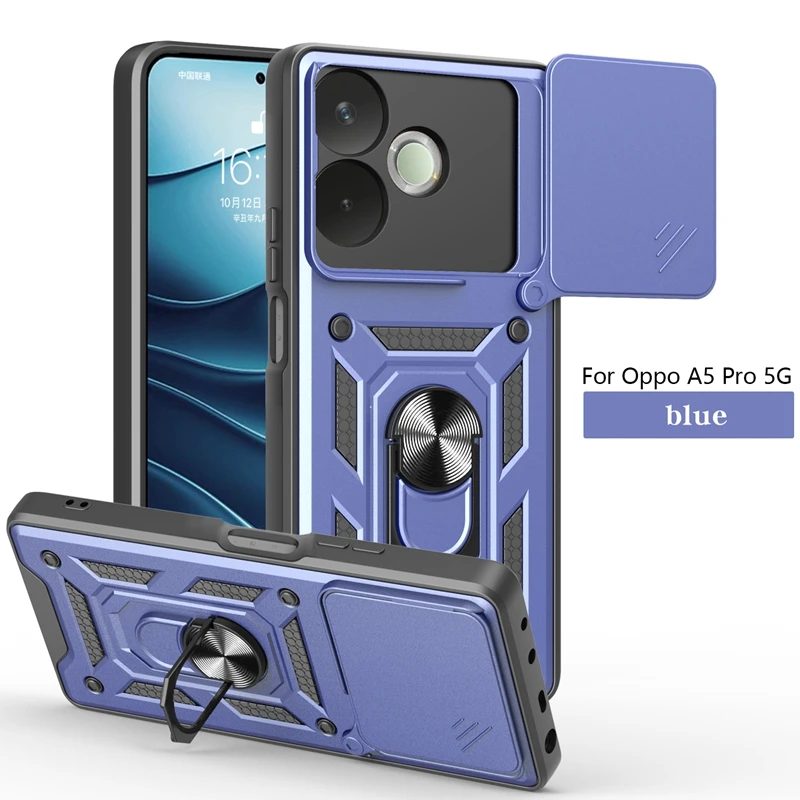 Shockproof Protective Armor Case with Camera Lens Protection and Magnetic Holder Ring