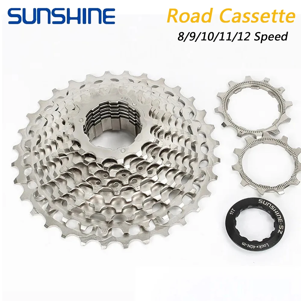 Sunshine Road Bicycle 8/9/10/11/12 Speed Cassette 11V 23/25T/28T/30T/32T/34T Bici Ruota Libera K7 10V Pignone Per Shimano Sram Hg