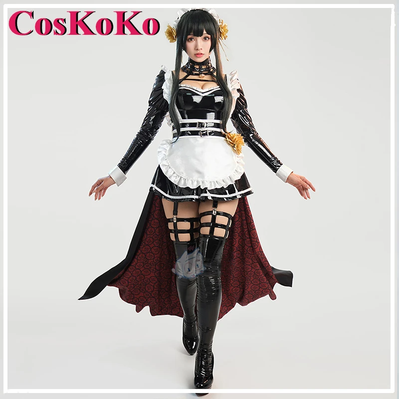 

CosKoKo Yor Forger Cosplay Anime SPY×FAMILY Costume Sweet Nifty Lovely Pu Leather Maid Dress Halloween Party Role Play Clothing