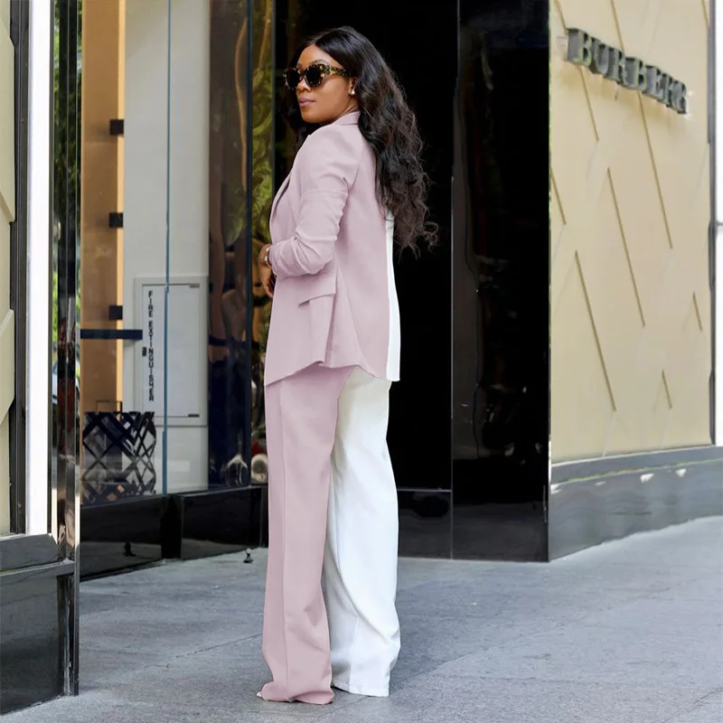 Autumn Winter New Women's Fashion Trend Color Combination Simple Style Long Sleeve Suit Jacket Fashion Casual Pants Two-piece