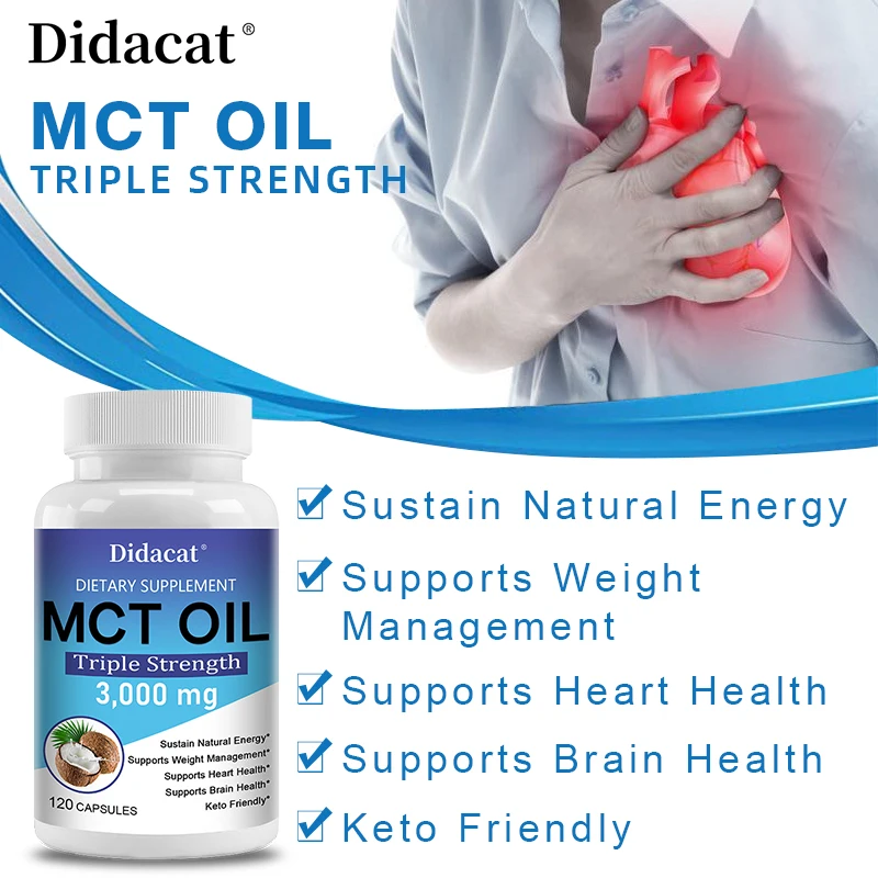 MCT Oil Capsules 3000 Mg-for Skin Care, Weight Management, Immune Support, Brain and Brain Health