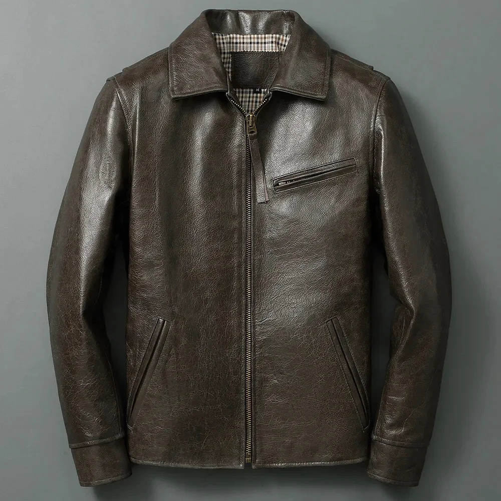 

Men's Slim Fit Corium Jacket 100%Pure Natural Calfskin Classic Fashion Coat Lapel Spring and Autumn Essential