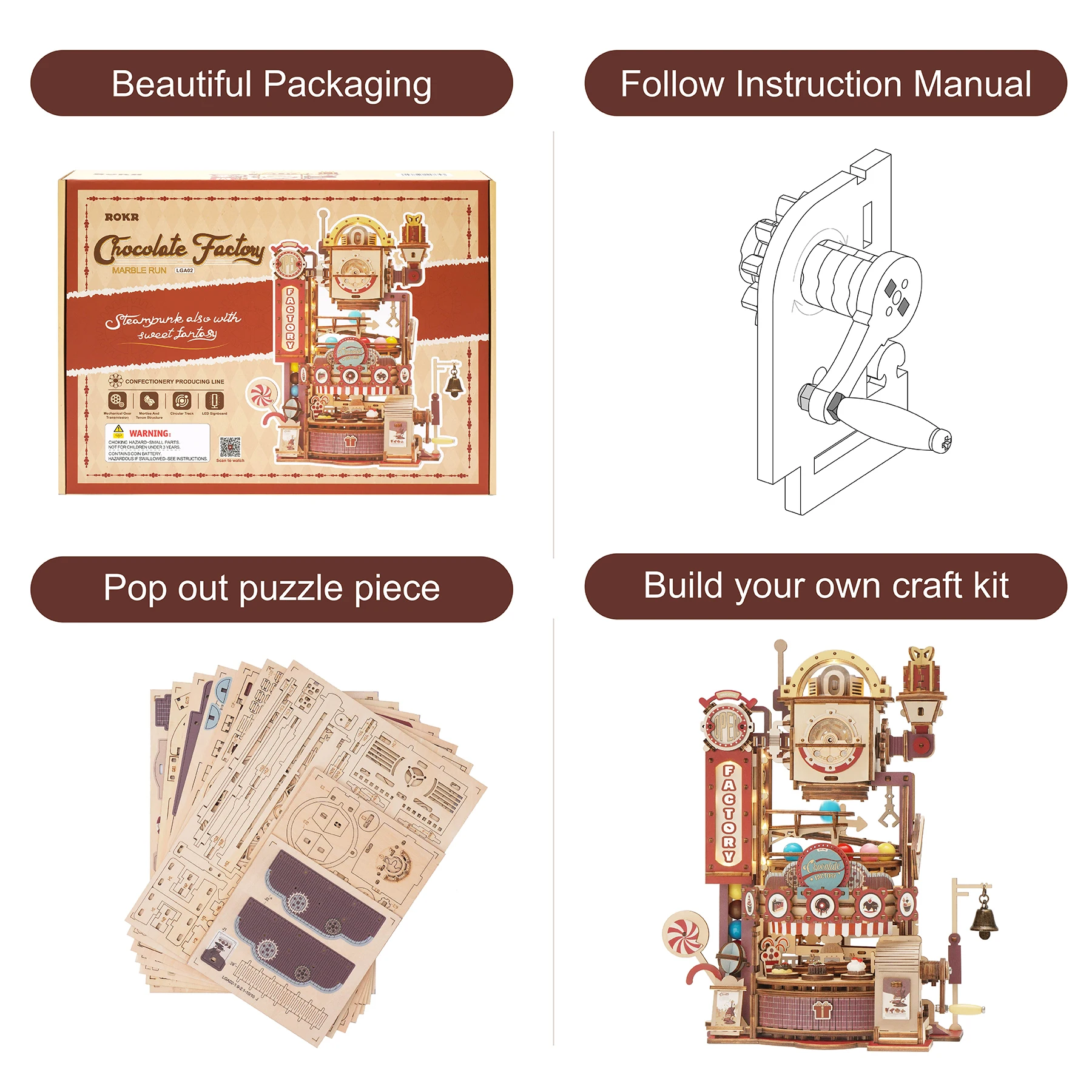 DIY Chocolate Factory 3D Wooden Puzzle Toy