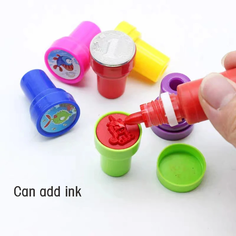 10 pcs Cute Cartoon Children's Stamps Toys Children's Stamps Scrapbooks DIY Painting Albums Decorative Personalized Stamp