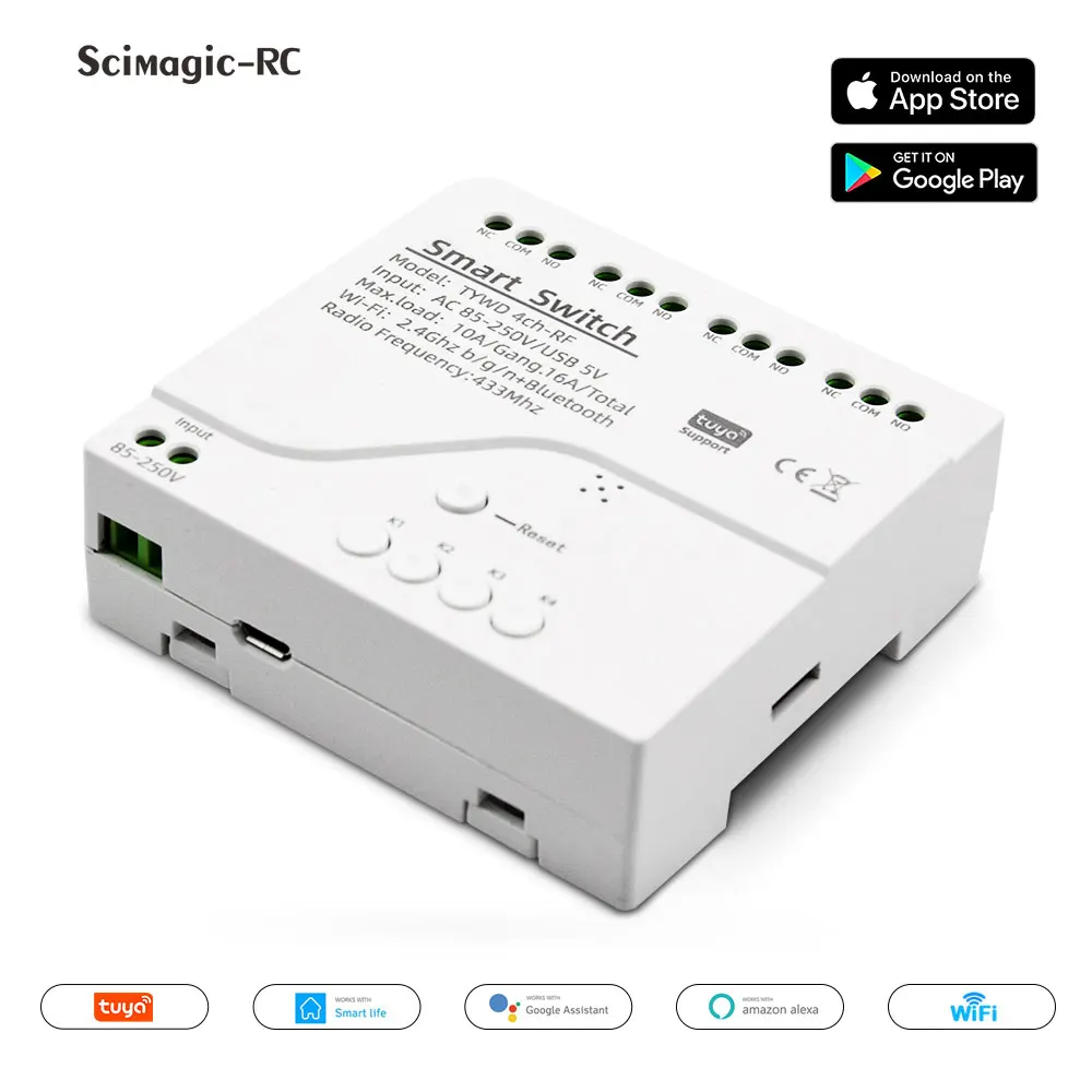 Tuya WiFi 1/4 Channel Smart Switch AC/DC 7-32V AC 85-250V RF 433MHz 4CH Relay Module Work With Alexa Google Home smart switch smart wifi switch wifi switch wireless switch