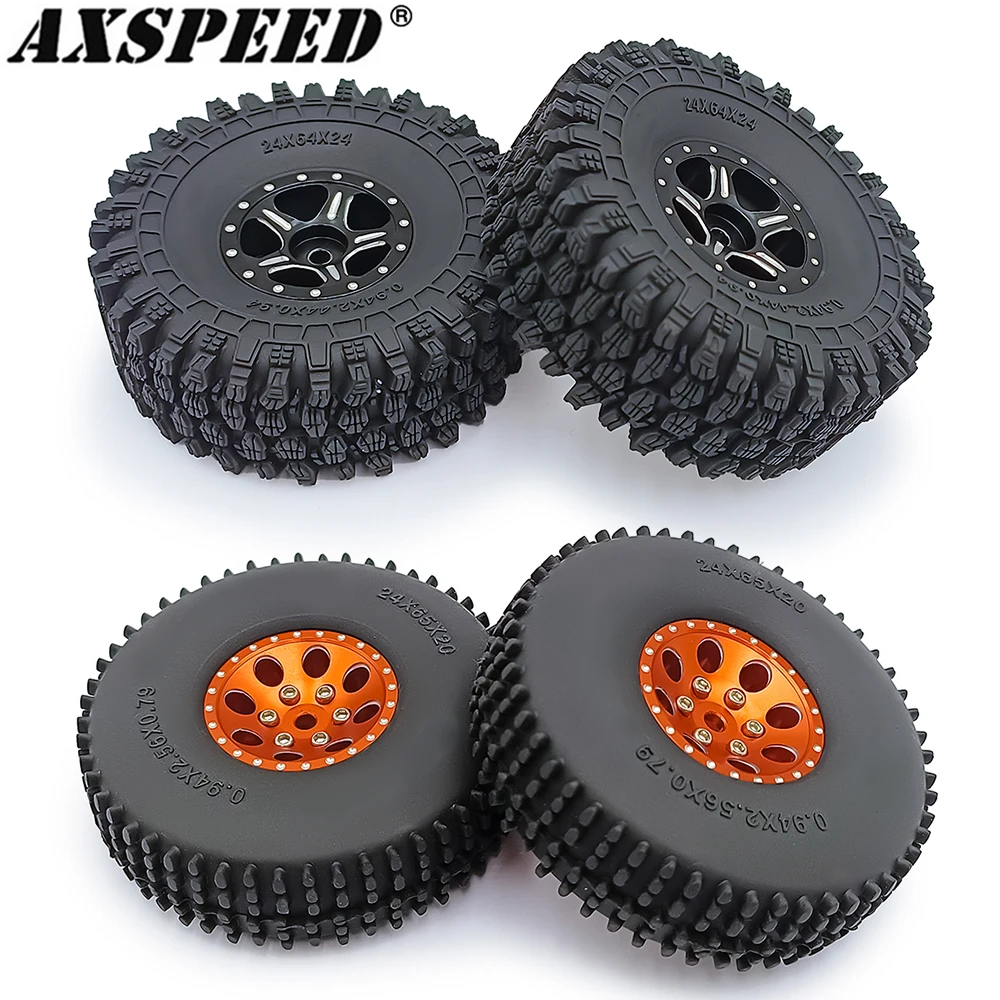 Axspeed 4Pcs 1.0 "Cerchioni Pneumatici Set Per 1/24 Axial Scx24, 1/18 Trx4M Bronco Defender Rc Micro Crawler Ricambi Auto