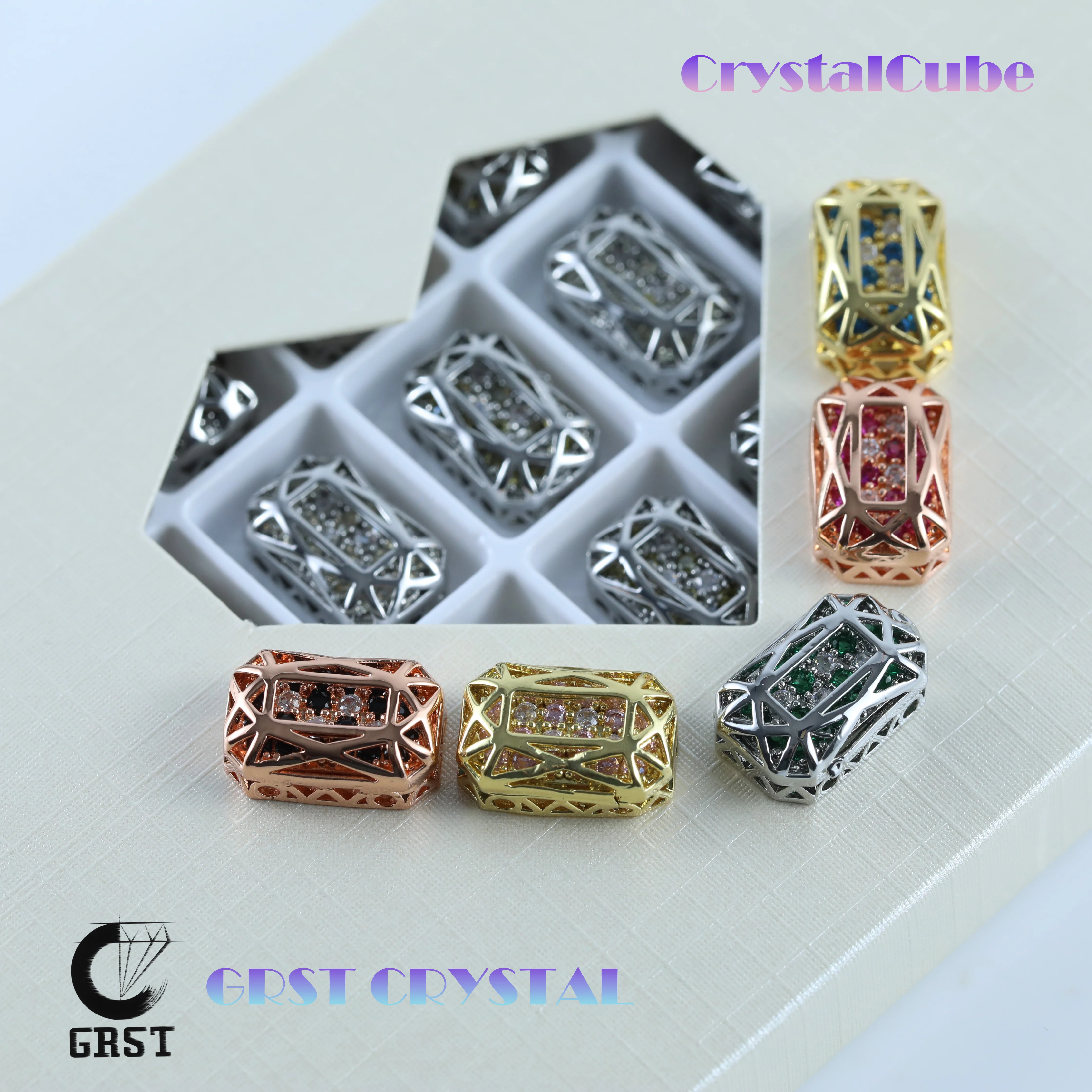 Oktagonale Rechteckige Krallen-Strasssteine, Drill Cube Serie, Brillante Kristalle, DIY-Schmuckzubehör für Taschen, Schuhe, Hochzeitskleider