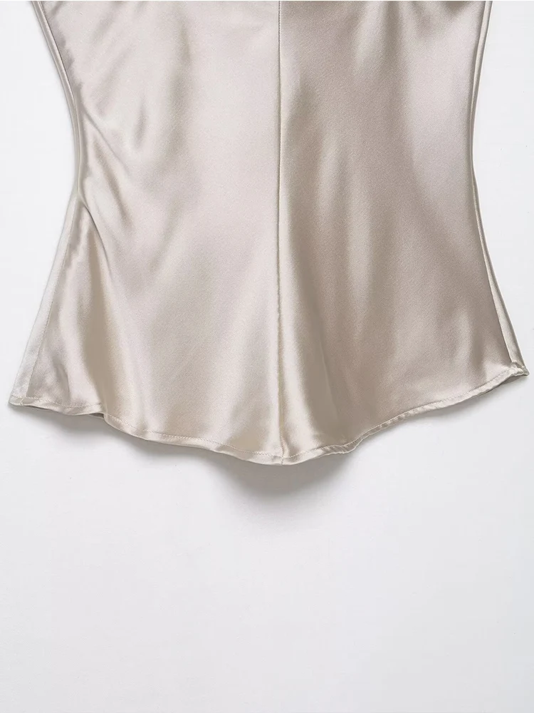 TFMLN Summer Women's New Chic Slim Heart Neck Sling Elegant Women Thin Straps Tops Street Fashion Comfortable Holiday Tops