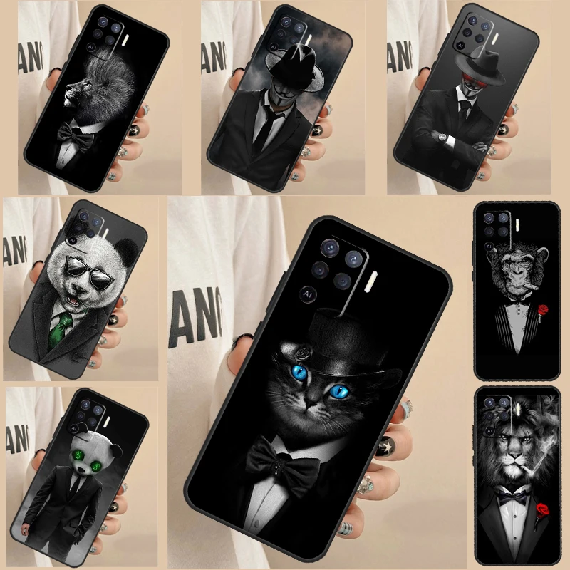 Man Suit Shirt Tie For OPPO A78 A98 A58 A17 A77 A74 A94 A15 A16 A52 A72 A91 A76 A96 A5 A9 A54 A57 S A53S Case