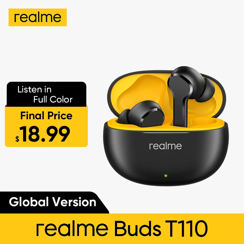 

Global Version realme Buds T110 Earphone Bluetooth AI ENC Call Noise Cancelling Bluetooth 5.4 Headset True Wireless Headphone