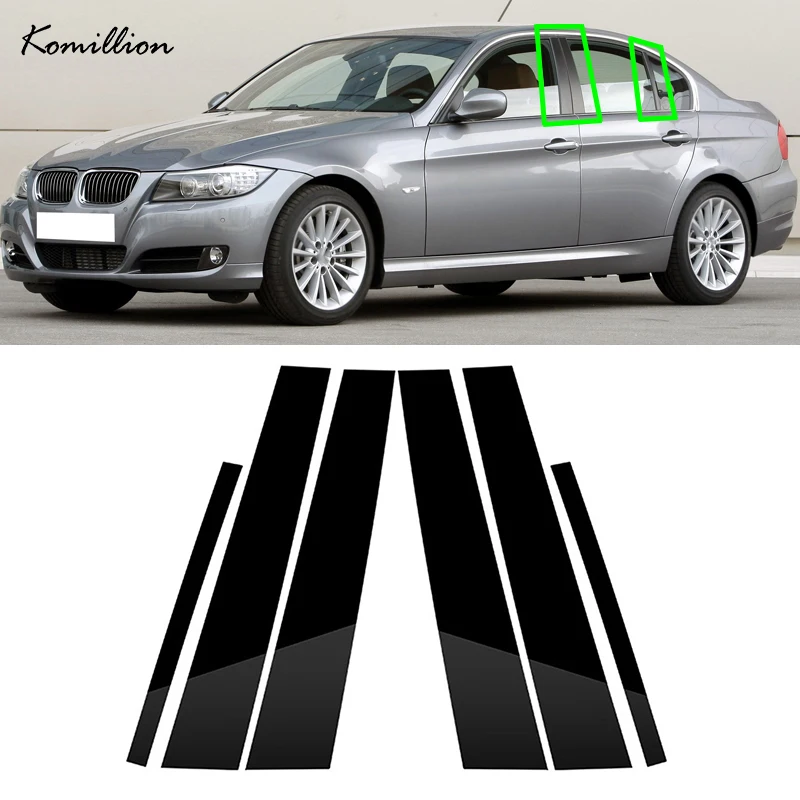 

6 шт., глянцевые накладки на Автомобильные стойки для окон и дверей BMW 3 серии E90 2005-2012