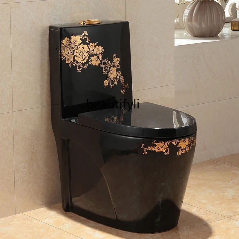 

Retro Super Swirling-Style Flush Toilet European-Style Golden Toilet Ceramic Water-Saving Deodorant