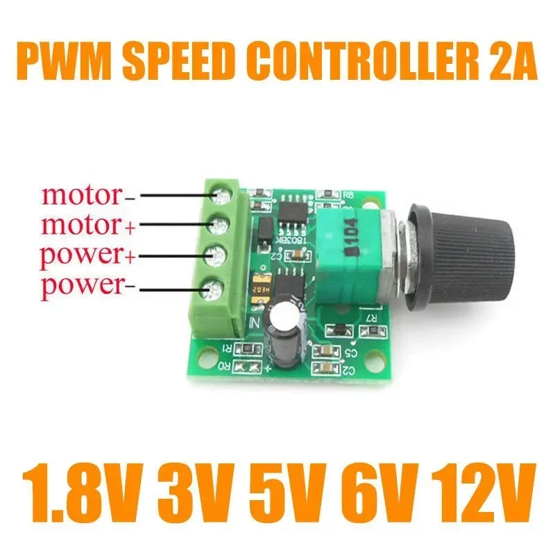DC Motor Speed Controller 1.8V 3V 5V 6V 12V PWM Speed Controller Potentiometer Knob Switch Kit Barrier Terminal Block dc motor speed controller,motor speed controller,electric motor speed controller