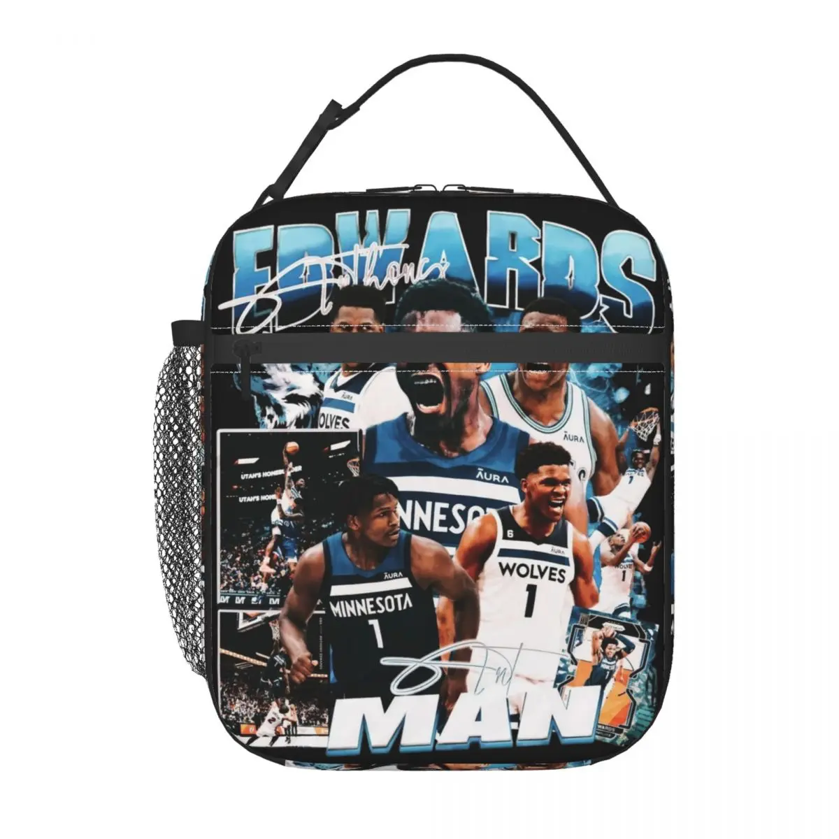 Vintage Anthony Edwards Ant Man Bootleg Thermal Insulated Lunch Bag for School ANT Basketball Sports Portable Food Bag Lunch Box