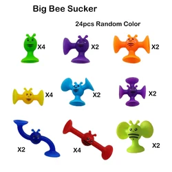 Interactive Bees Suction Cup Toy Set - Soft Building Blocks with Pop Suckers and Dart Game (Big Bees 24pcs)