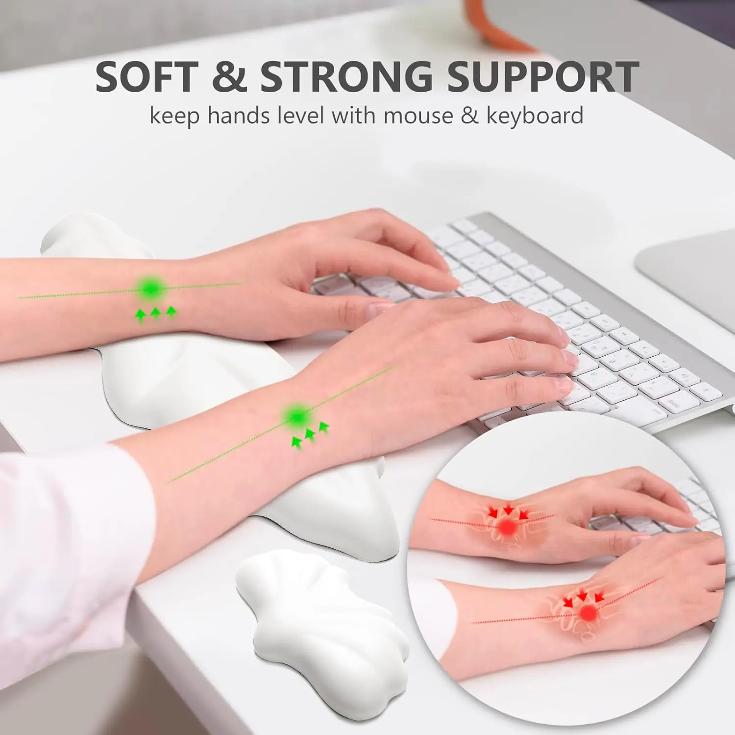 3pcs Keyboard Wrist Rest Pad Set, Ergonomic Leaf Shape Mouse Pad With Non-Slip PU Base, Pain Relief Memory Foam Mouse Wrist Rest