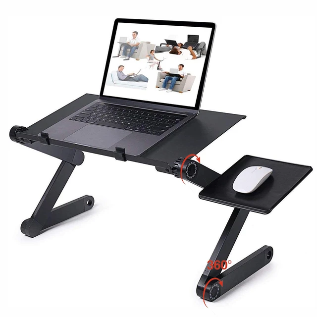 MAX SMART Portable Laptop Lap Pad, Laptop Desk with Retractable Mouse Tray,  Anti-Slip Heat Shield Notebook Computer Stand Table, Working Station for