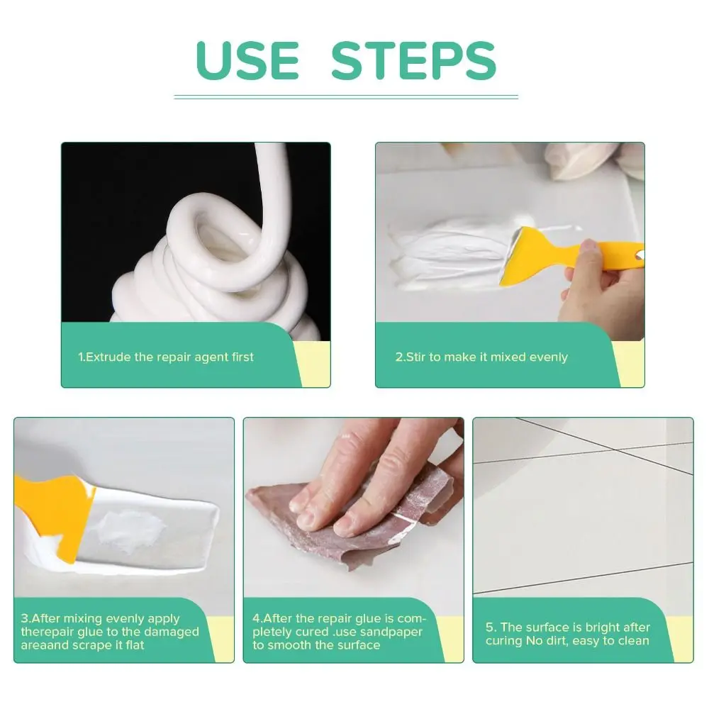 Easy to Use Firm Repair Tools Tile Repair AB Glue Set Ceramic Repair Paste for Repairing Cracks Dents Tile Repair Paste