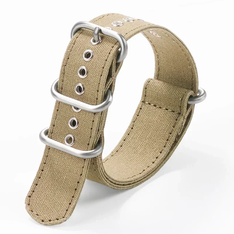 Durable Canvas Nylon Watch Strap with Stainless Steel Buckle