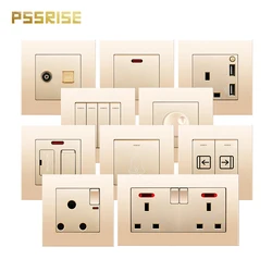 PSSRISE A08 Series UK Wall Switch Socket EU High Power Socket With USB PC Panel 86*86mm For Lamp TV Water Heater Air Conditioner