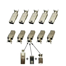 10 - Pack DIY Mini USB 2.0 Male Connectors with Plastic and Iron Covers (Mini 3 In 1 thin)