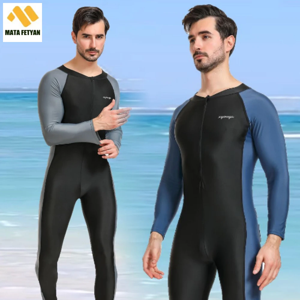 

2023 New Men's One-Piece Diving Suit Long-Sleeved Sunscreen Quick-Drying Swimsuit Surfing Suit Water Sports Elastic Swimsuit