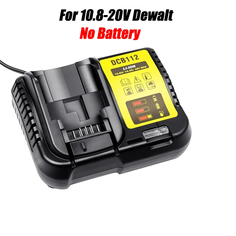 Cargador de batería de litio DCB112 2A para Dewalt 10,8-20V, cargador de batería de iones de litio, DCB206, DCB205, DCB204, DCB203, DCB120, DCB107, DCB115