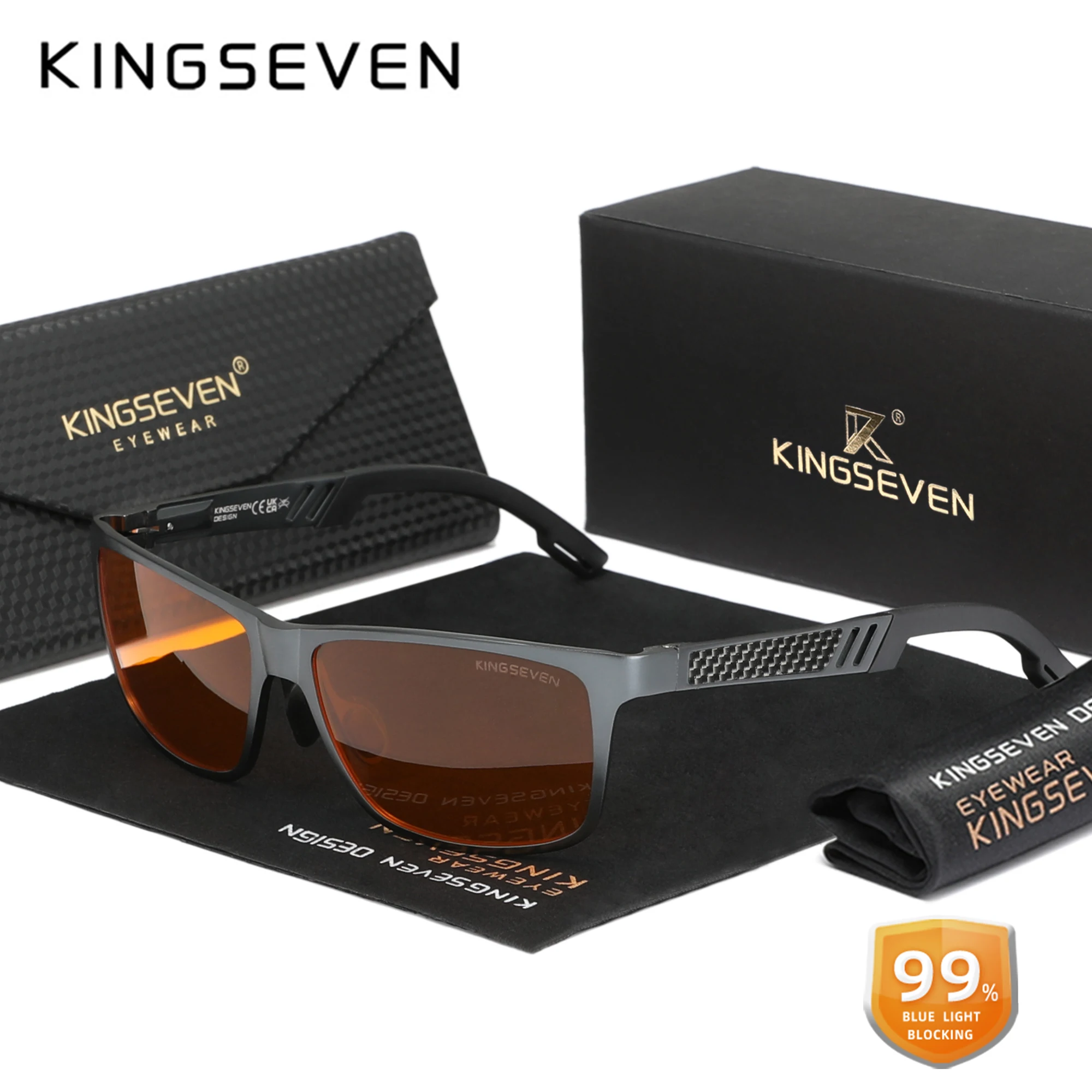 KINGSEVEN Blue Light Blocking Glasses Men/Women High Quality Aluminum Computer Anti-Blue Ray Reading Transparent Lens Eyeglasses