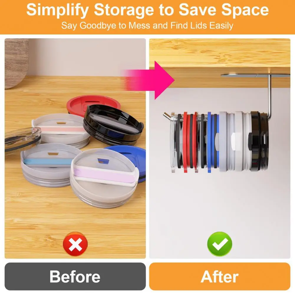 

Kitchen Organization Tool Stainless Steel Under-cabinet Tumbler Lid Organizer with Adhesive Multifunction Kitchen Paper for Easy