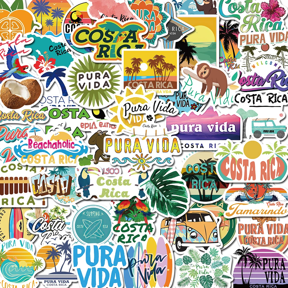 50PCS Costa Rica Natural Stickers Vintage For Gift DIY Kids Notebook Luggage Motorcycle Laptop Refrigerator Decals Graffiti