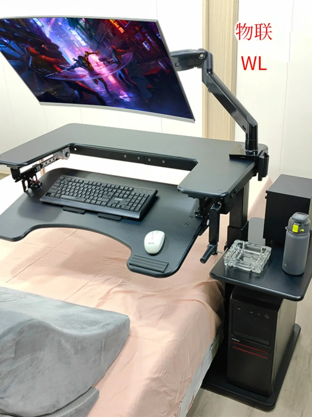 Cross bed computer desk laptop desktop computer desk bedside table lifting table lazy cockpit suspension bracket