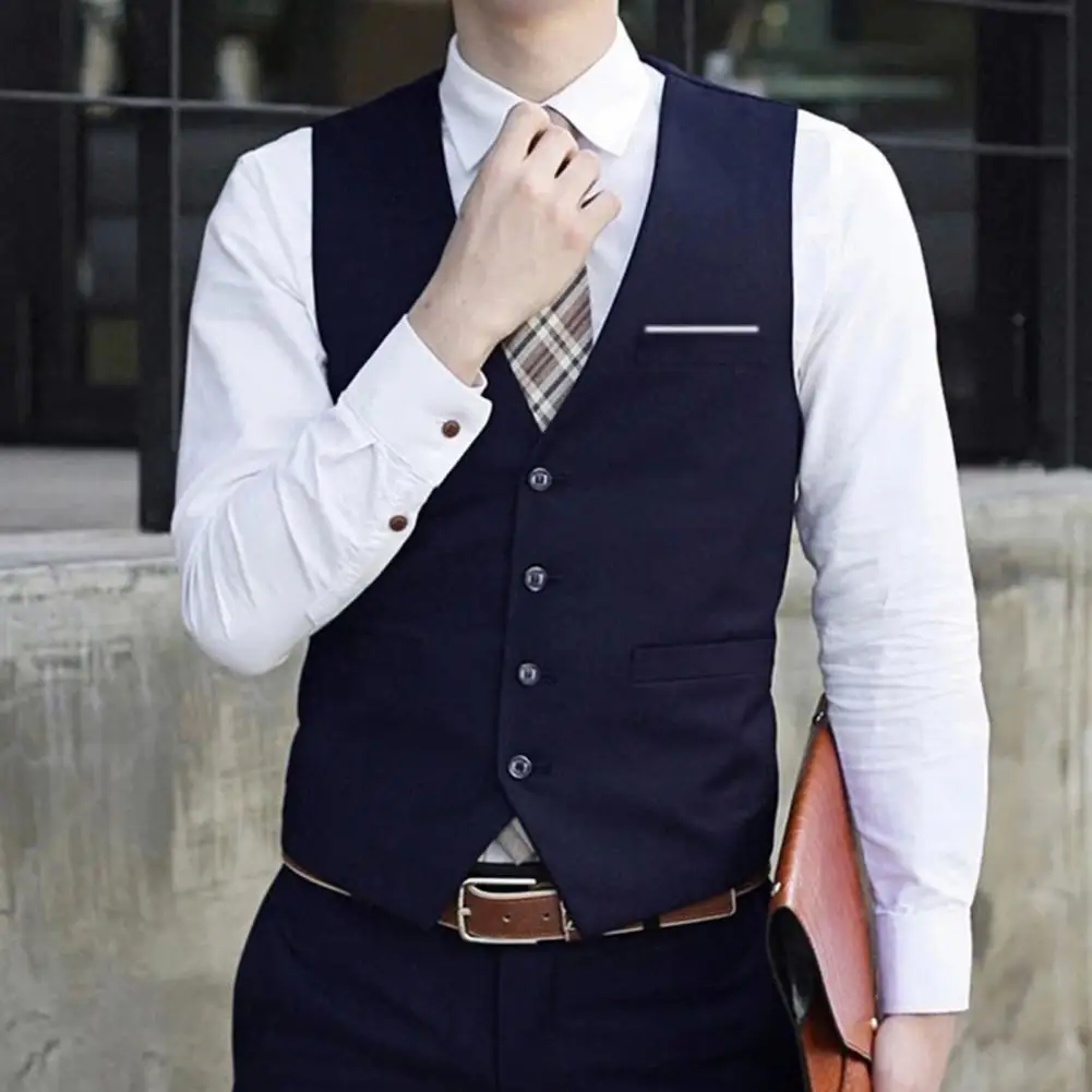 

Trendy Waistcoat V Neck Symmetric Cardigan Slim Spring Vest Men Vest Single-breasted