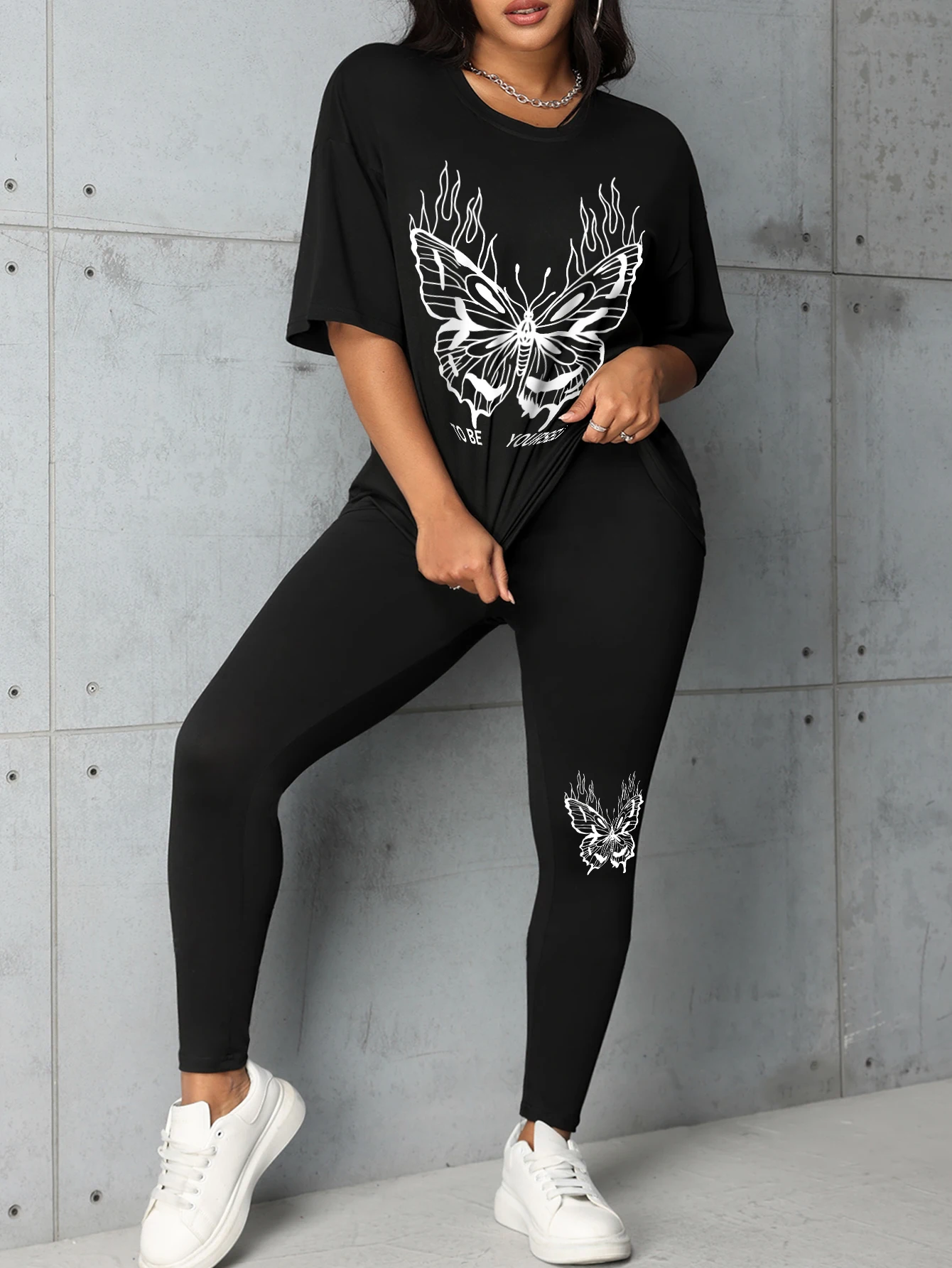 Sports T-shirt Pants Women's Pant suit Printed short sleeve pant suit lightweight breathable, soft and comfortable