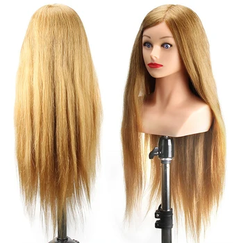 Training Head Wirh Shoulder 28inch Mannequin Head Professional Dolls Head For Cosmetology Manikin Salon Tools Brown Golden