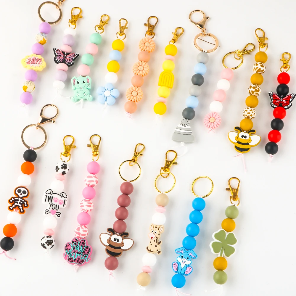 50~500pcs Wholesale 15mm Printed Silicone Bead Round Bead For Jewelry Making DIY Bracelet Necklace KeyChain Accessories