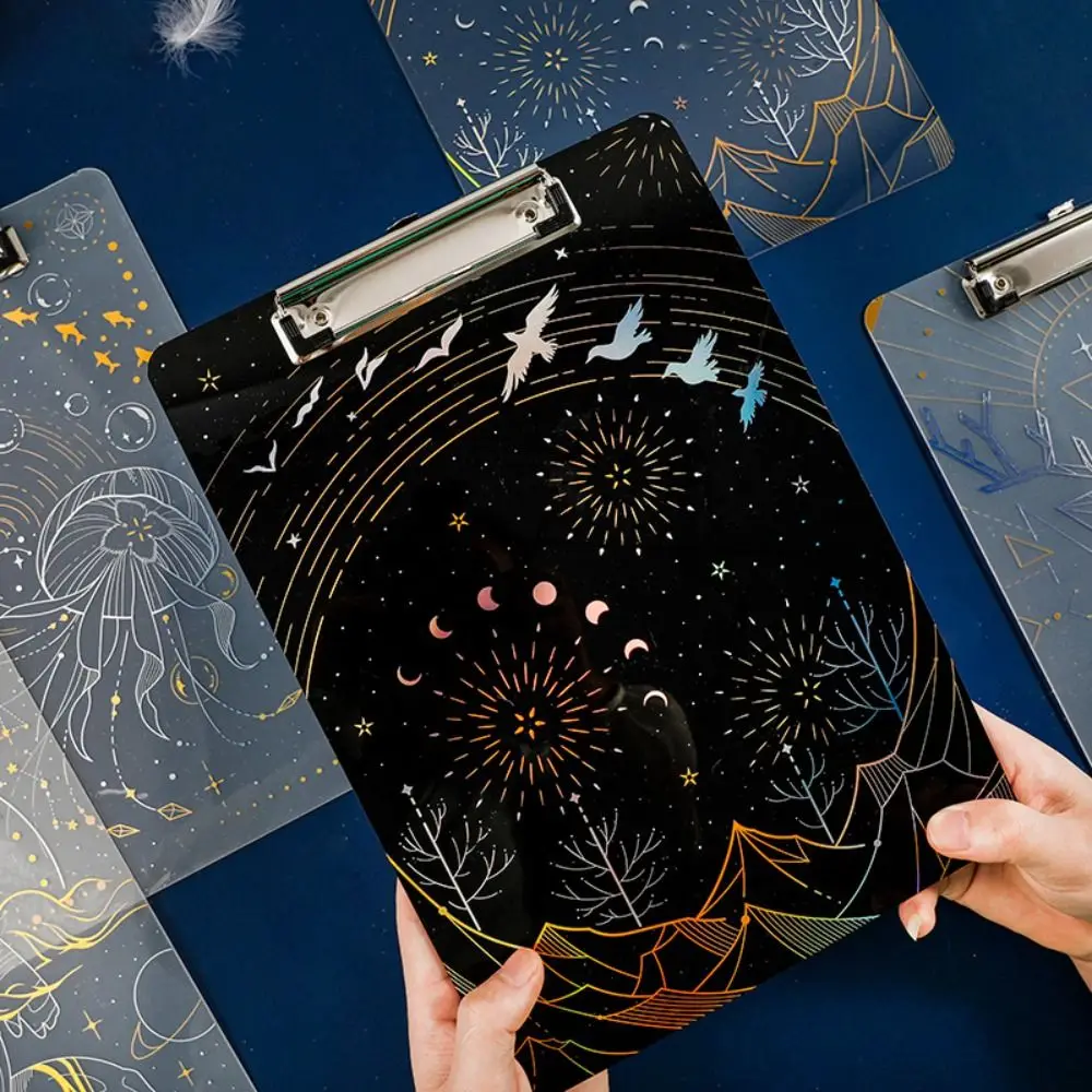 

Dreamy Starry Sky Series Laser Gilding A4 File Folder Paper Organizer Document Folder Writing Clipboard Writing Tablet