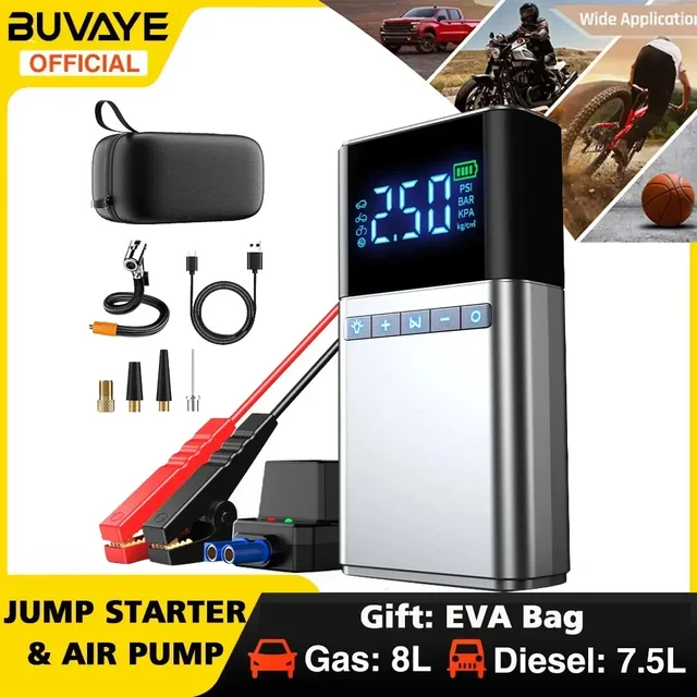 정말 놓치면 아까운 자동차 비상 상황에 대비해 BUVAYE 4 in 1 자동차 점프 스타터와 공기 펌프 한눈에 보기