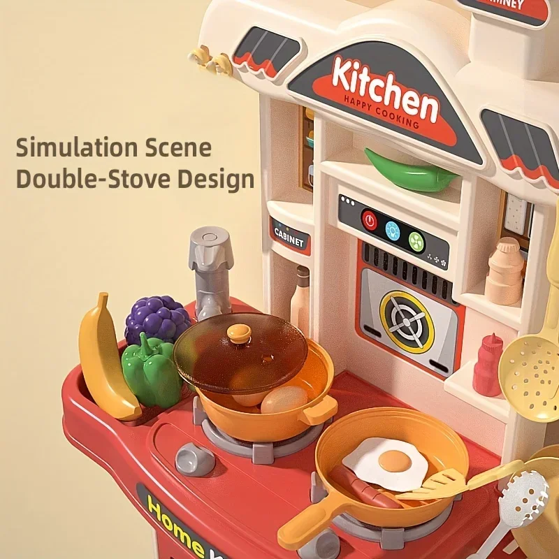 Kitchen Toys Children Realistic Simulation Play Cooking Set Simulation Table Utensils Light Sound For Girls Boys Over 3