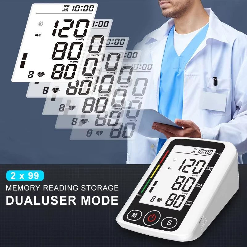 AJC Arm Blood Pressure Monitor LCD Pressure Sensor Automatic Tonometer Digital Tensiometer LED Display Cuff Heart blood pressure monitor blood pressure meter
