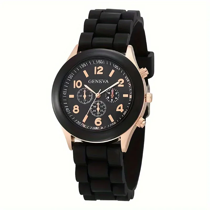 Stylish Round Pointer Quartz Watch, Triple Dial Silicone Watchband Sports Wristwatch For Women And Men, Ideal choice for Gifts