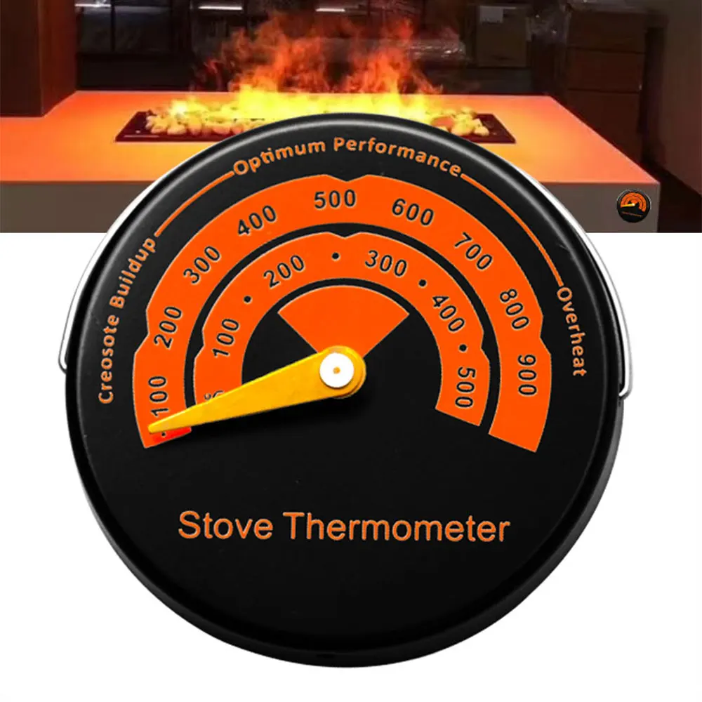 Stove Fan Grill Thermometer 0~500 Magnetic Fireplace Fan Stove Thermometer for Log Wood Burner Barbecue Oven Avoiding Overheat Temperature Gauge Meter Tool