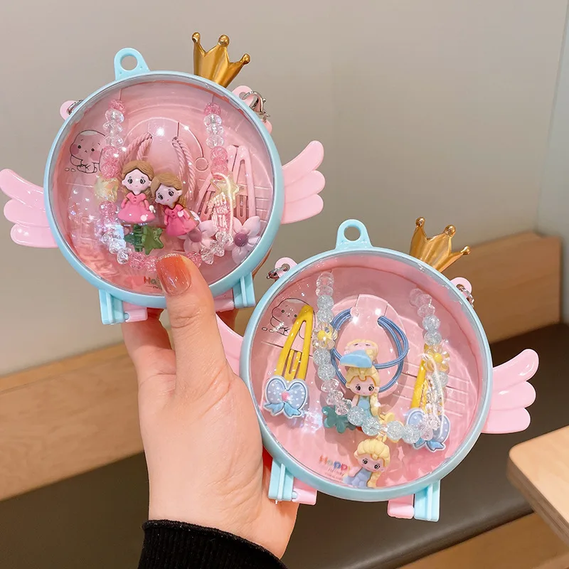 Disney Frozen Princess Gift Box Hair Accessories Cartoon Pendant Necklace 3-7 Years Old Girl Gift box
