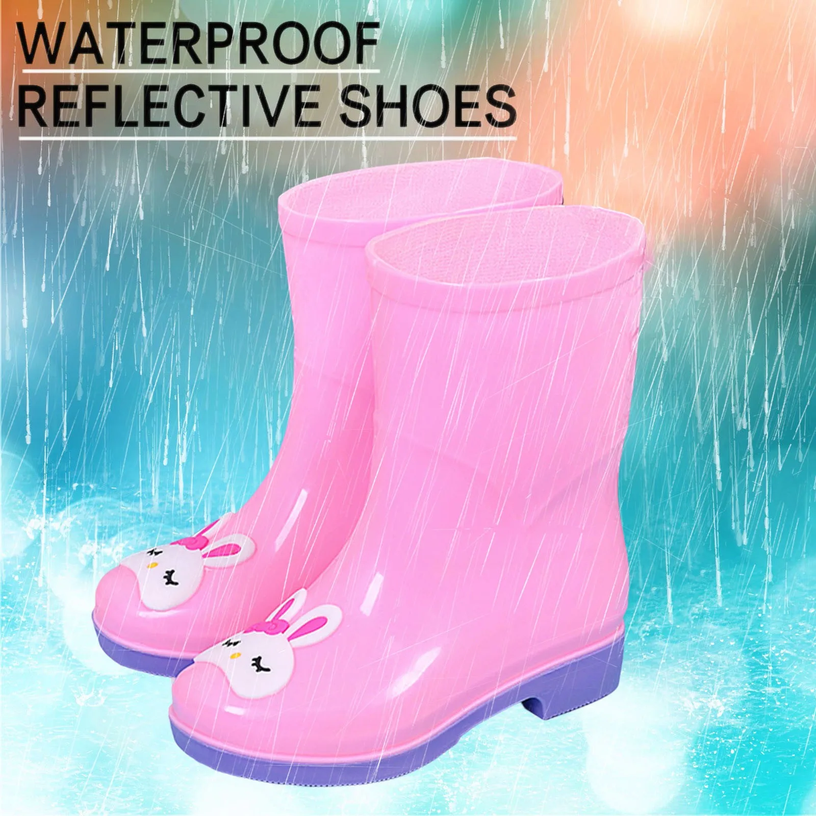 Girls Winter Boots Size 4 Children Shoes Cute Cartoon Mid Tube Rain Boots Fashion Outdoor Small Rain Boots