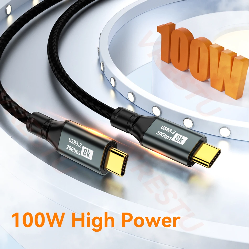 USB3.2 USB C에서 C타입 케이블, 썬더볼트 3, TB3, 맥북, 아이패드, 삼성, 구글 픽셀, NS 스위치, 스팀 데크용, PD100W, 8K @ 60Hz, 20G USBC