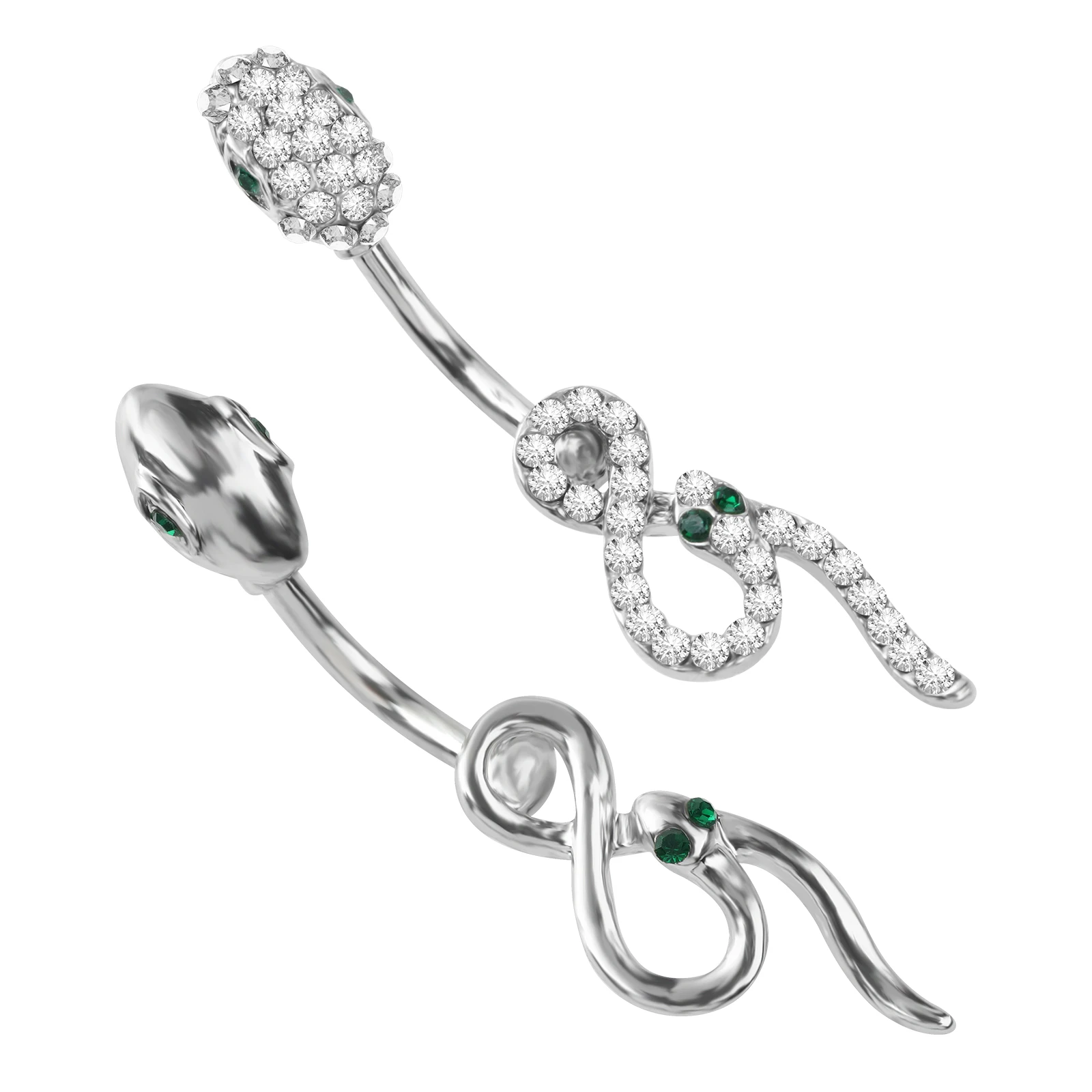 

1PC Stainless Steel Belly Button Piercing Diamond Snake Shaped Belly Ring Creative Punk Navel Nail Geometric Piercing Jewelry