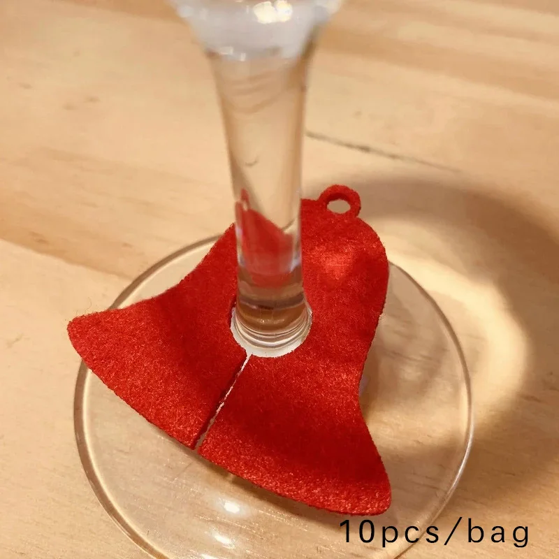 10/20pcs Christmas Felt Wine Cup Glass Ring Card Table Decoration Xmas New Year Eve Home Decoration Navidad Noel Party Supplies