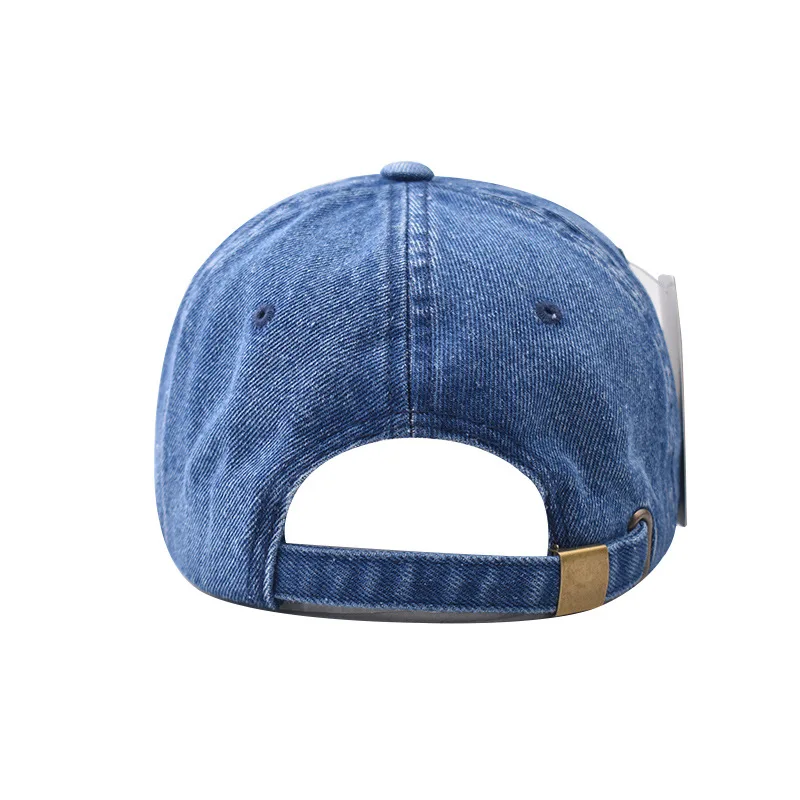 Couples baseball cap W letter W-hat Korean version Sun hat Hole Spring Autumn Wash denim Woman's hat Cap Hip Hop Fitted Cap